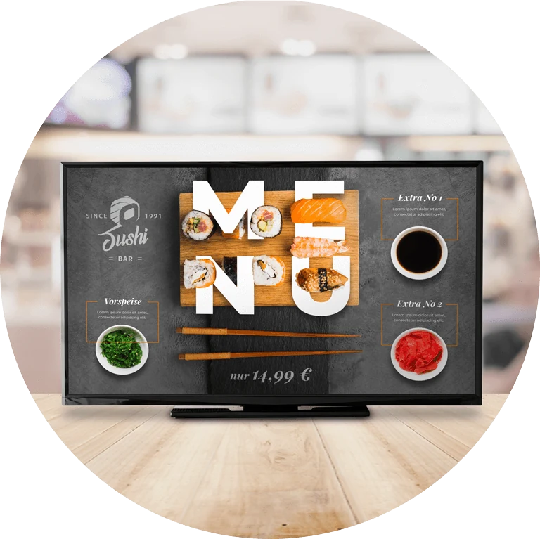 Digitale Sushi-Speisekarte mit Produktbildern